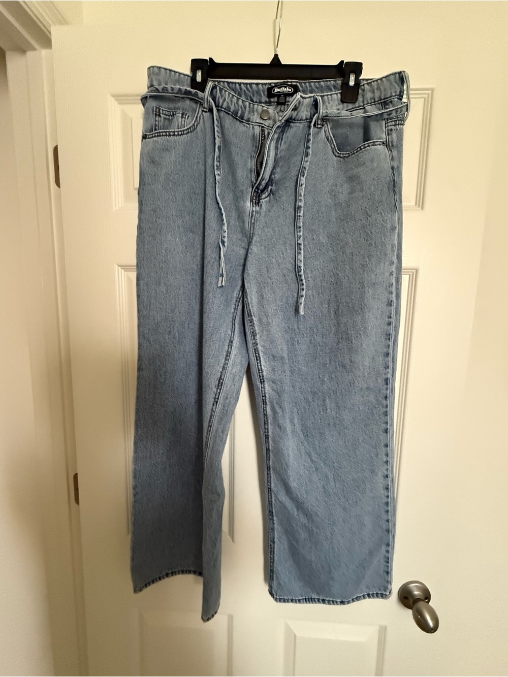 Buffalo David Bitton Light Blue Straight Leg Jeans with Drawstring